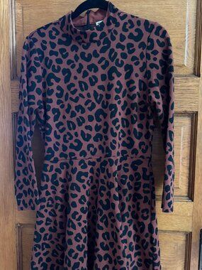 Marine Layer Holiday 2022 Leopard Print Skater Dress Size L